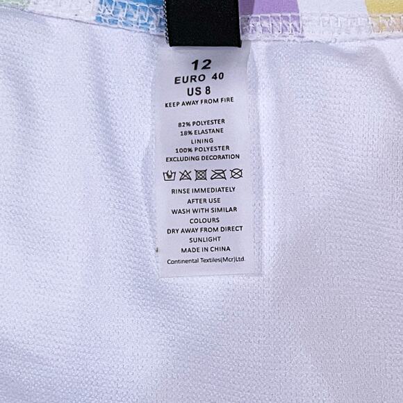 South Beach US8 Textured Bikini Pastel Stripe One Shoulder High Cut Swimsuit - Picture 9 of 12